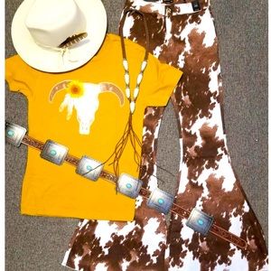 Flare cow print flare jeans